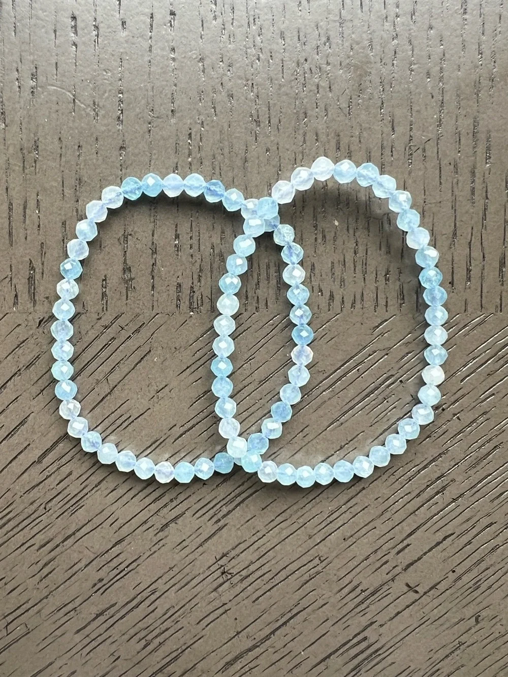 Faceted aquamarine bracelet 4mm SIZE 6.5’ ( ONE )